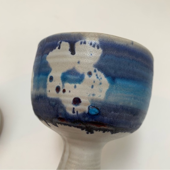 Vintage Pacific Stoneware Ceramic Drinking Goblets Floral Chalice - Picture 11 of 16